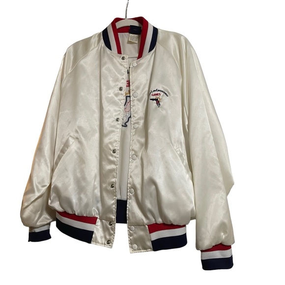 Vintage Hilton White Satin Bomber Jacket Florida Law Enforcement Games Men’s XL - Picture 9 of 15